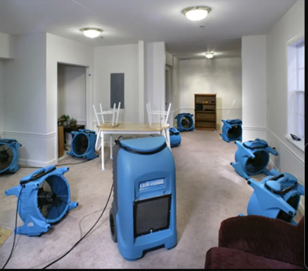 Air movers and dehumidifier setup for Water Extraction & Removal in Placerville
